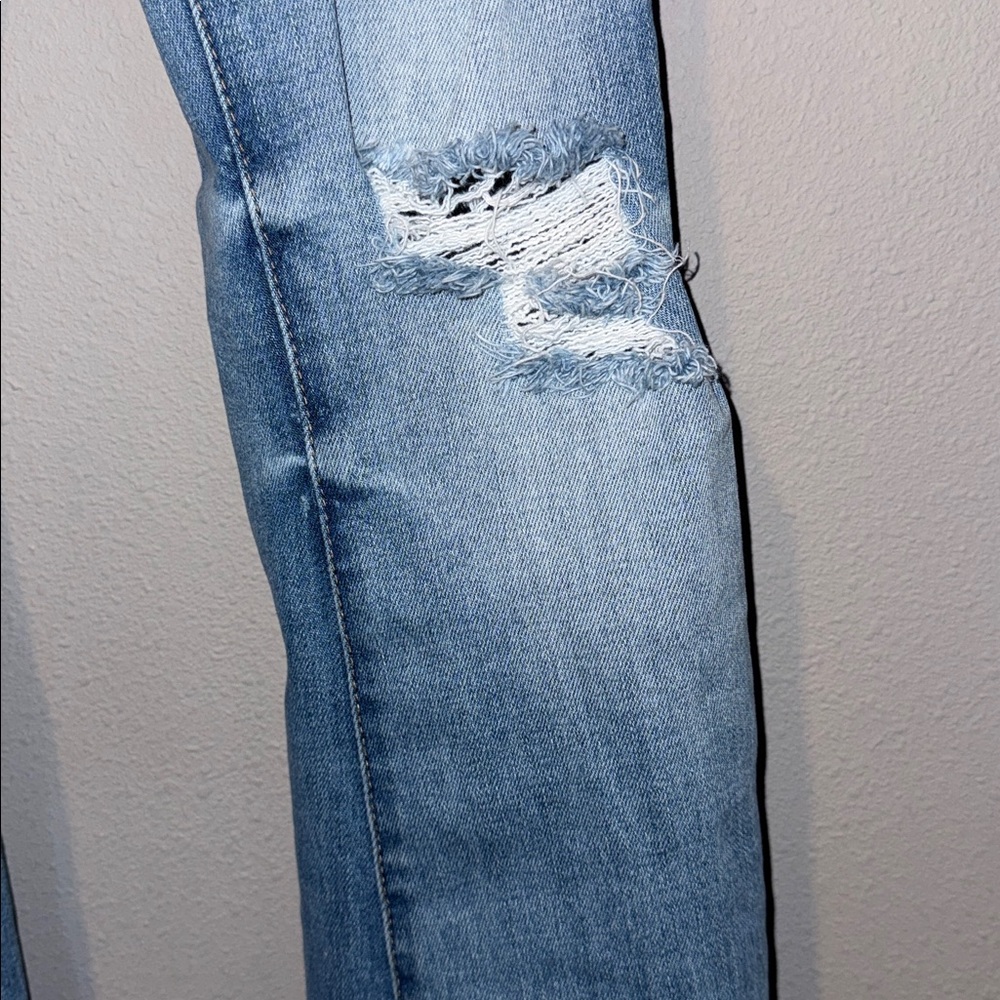 Vervet Denim Distressed Flare Jeans with Raw Hem - Picture 12 of 15